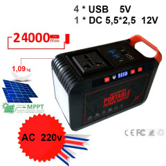 Power bank/latarnia (magazyn energii elektrycznej) 24000 mAh z USB 5 V, AC 220 V i kontrolerem słonecznym.