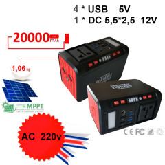 Power bank/latarnia (magazyn energii elektrycznej) 20000 mAh z USB 5 V, AC 220 V i kontrolerem słonecznym.
