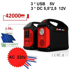 Power bank/latarnia (magazyn energii elektrycznej) 42000 mAh z USB 5 V, AC 220 V i kontrolerem słonecznym.